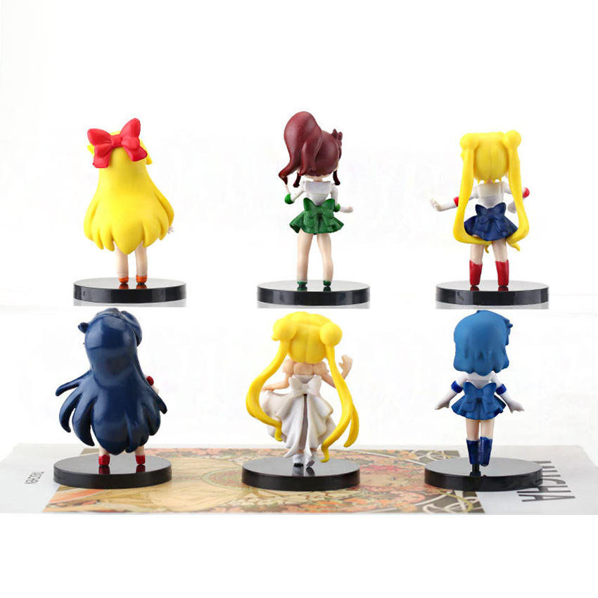 Bộ 6 đồ chơi mô hình Thủy Thủ Mặt Trăng Sailor Moon cao 7 cm (tặng kèm chân đế)