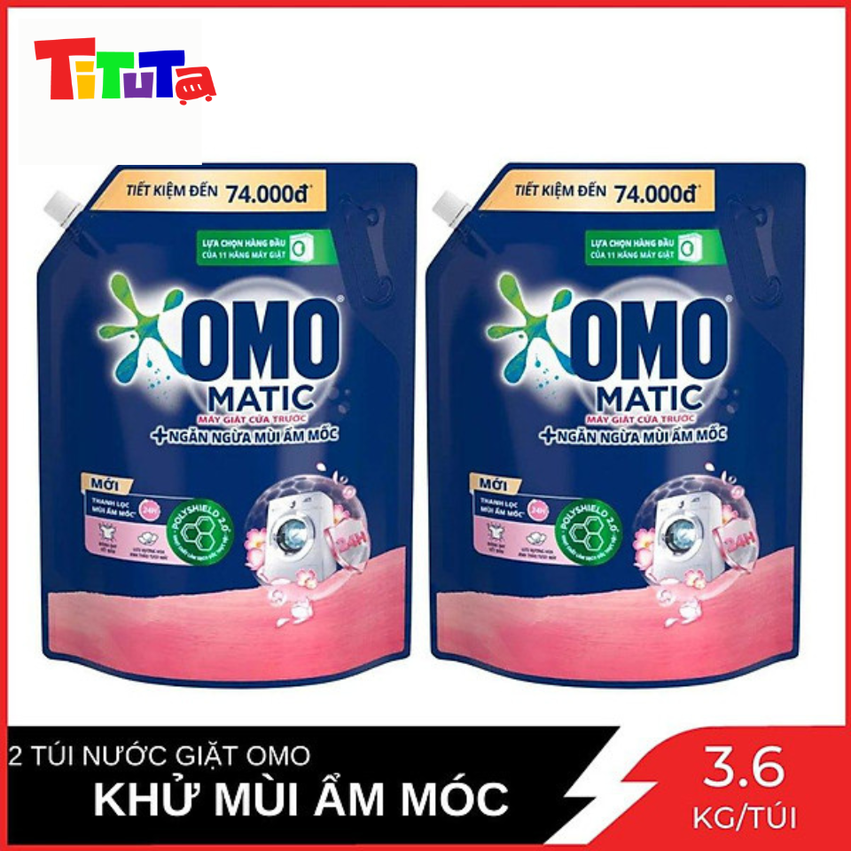 Combo 2 Túi Nước giặt Omo Cửa Trước Ngăn Ngừa Ẩm Mốc Hương Hoa Anh Thảo Túi 3.6kg