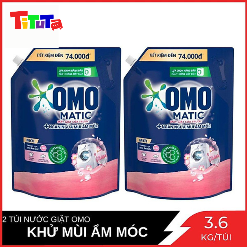 Combo 2 Túi Nước giặt Omo Cửa Trước Ngăn Ngừa Ẩm Mốc Hương Hoa Anh Thảo Túi 3.6kg (HỒNG)