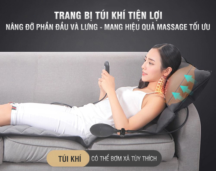 Nệm (Đệm) Massage Toàn Thân Nikio NK-151 - Con Lăn Xoa Bóp Cổ Vai Gáy, 10 Động Cơ Matxa Rung Toàn Thân, Kết Hợp Nhiệt Sưởi Và Túi Khí Nâng Đỡ Cột Sống, Hỗ Trợ Điều Trị Đau Nhức Lưng