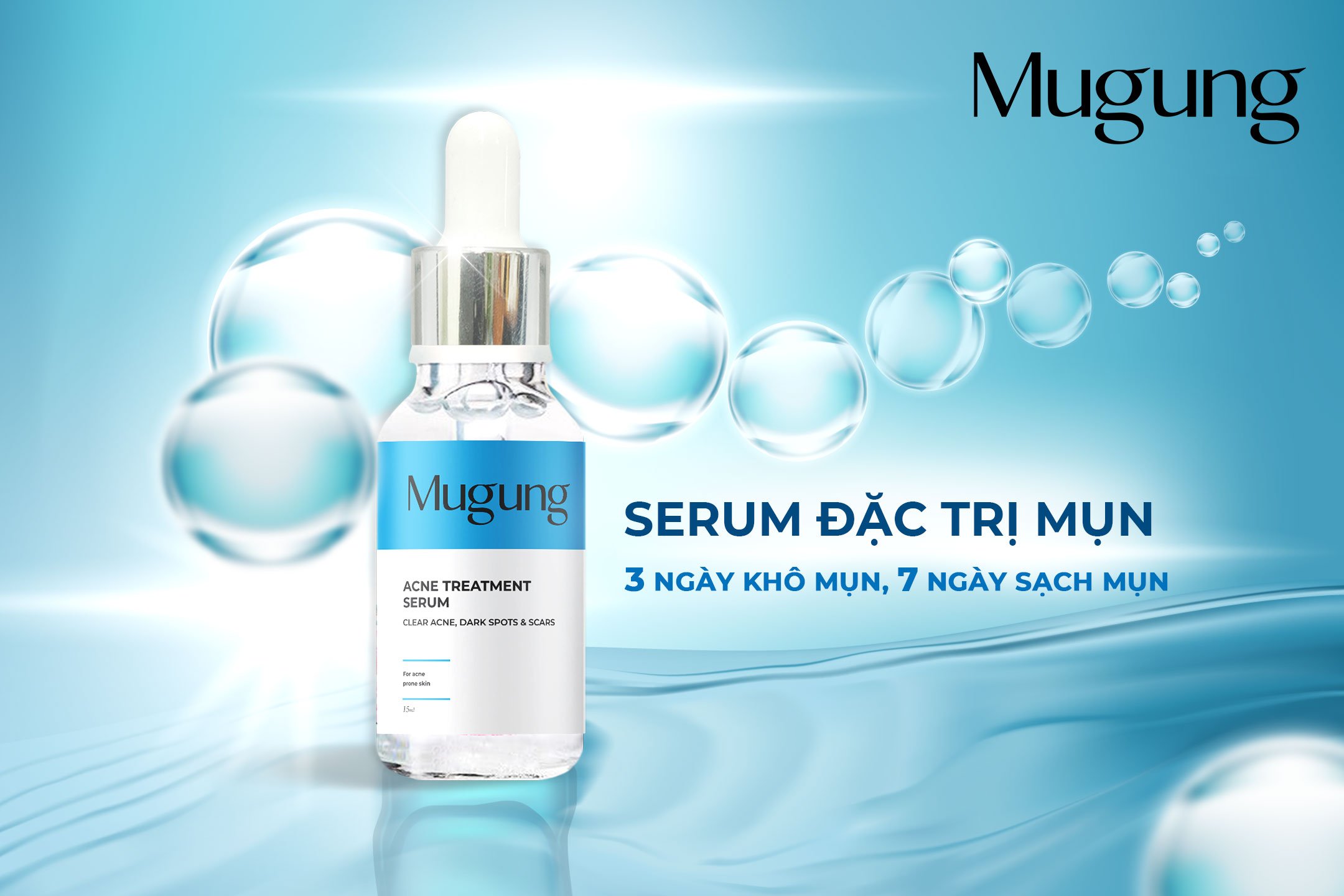 Bộ chăm sóc da mụn Mugung giúp sạch mụn,hết thâm mờ sẹo hiệu quả Serum Acne Treatment và Kem dưỡng da phục hồi không bong da bí quyết sạch bay mụn thâm,mụn bọc,mụn trứng cá, dành cho mọi loại da 15ml và 15gram