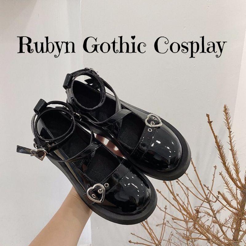 Giày Búp Bê Lolita Retro Móc Trái Tim Độc Lạ Đế Cao 5cm ( Size 35 - 39 ). K89