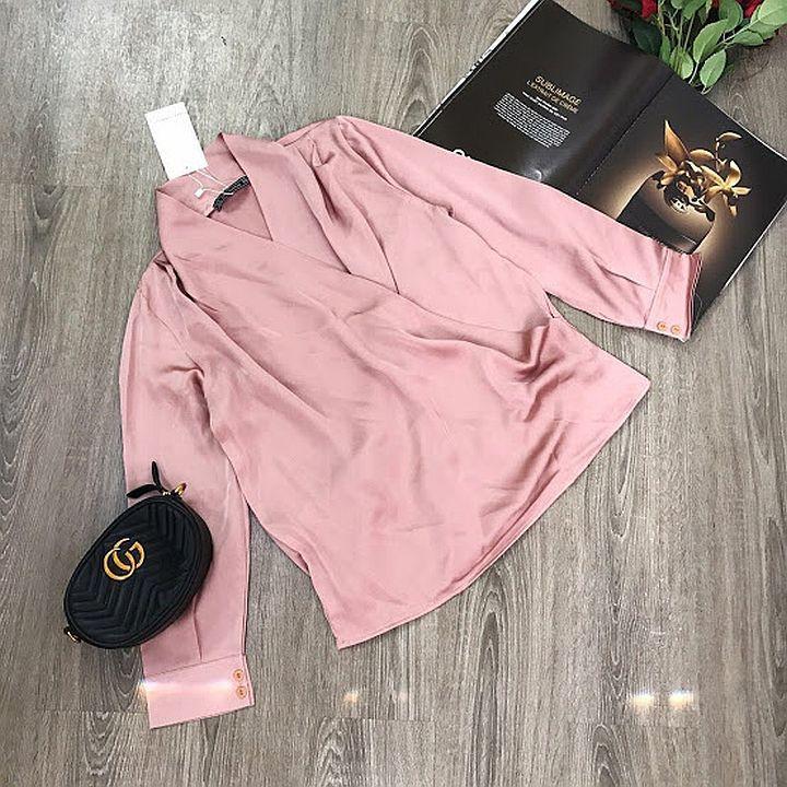 Áo sơmi vạt chéo lụa satin