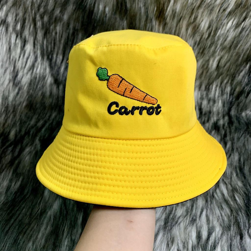 Nón Bucket / Mũ Vành Tròn 2 Mặt Thêu Hình Carrot Dễ Thương