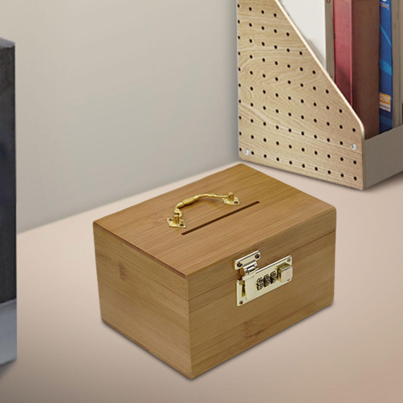 Wood Money Box Decoration Retro Keepsake Wooden Tea Box Wood Storage Organizer Box Jewelry Storage Case for Multipurpose Kids & Adults Gift