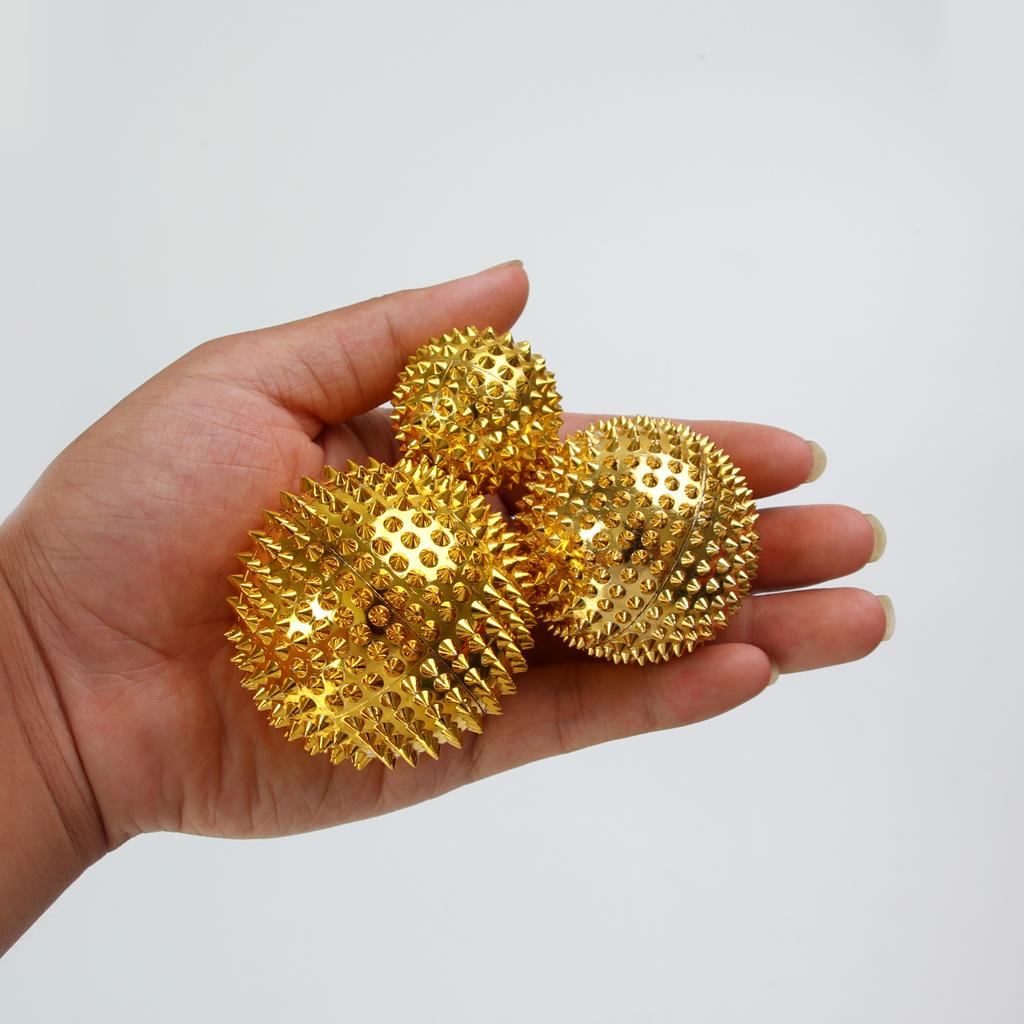 3pcs Palms Foot Massage Tool Body Acupressure Spiky Plantar Fasciitis Massage Balls 3.2 cm + 4.5 cm + 5.6 cm Gold / Sliver
