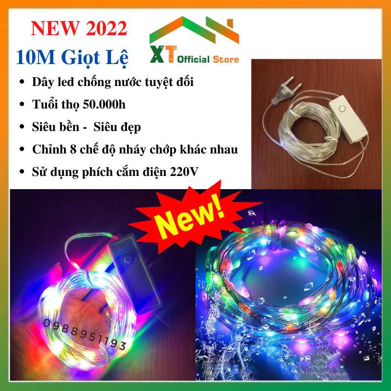 Đèn Led Giọt Lệ Nháy Theo Nhạc chống nước mẫu mới nhất 2022 10M chỉnh nháy