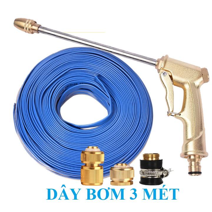 Bộ dây vòi xịt nước rửa xe,tưới cây .tăng áp 3 lần,loại 3m,5m 206701-3đầu đồng,cút đồng,nối đ+tặng túi đựng bút