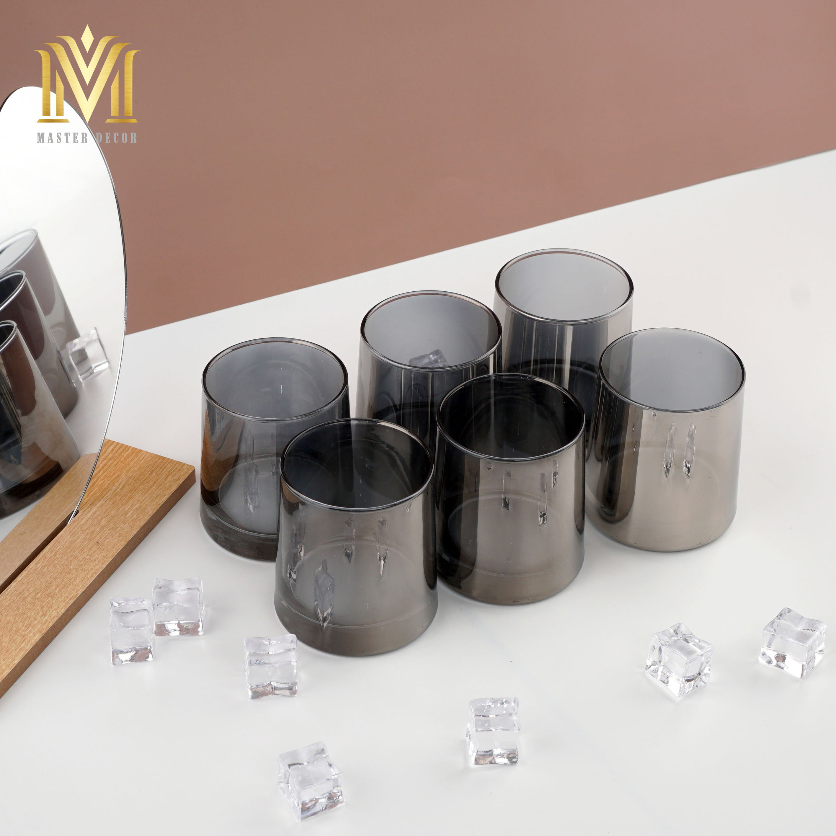 BỘ 6 CỐC THỦY TINH 3610K MÀU ĐEN MỜ DUNG TÍCH 250ML