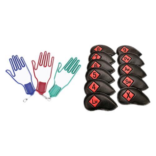 Golf Iron Headcover Club Head Cover Protection Sticker+Golf Gloves Stretcher