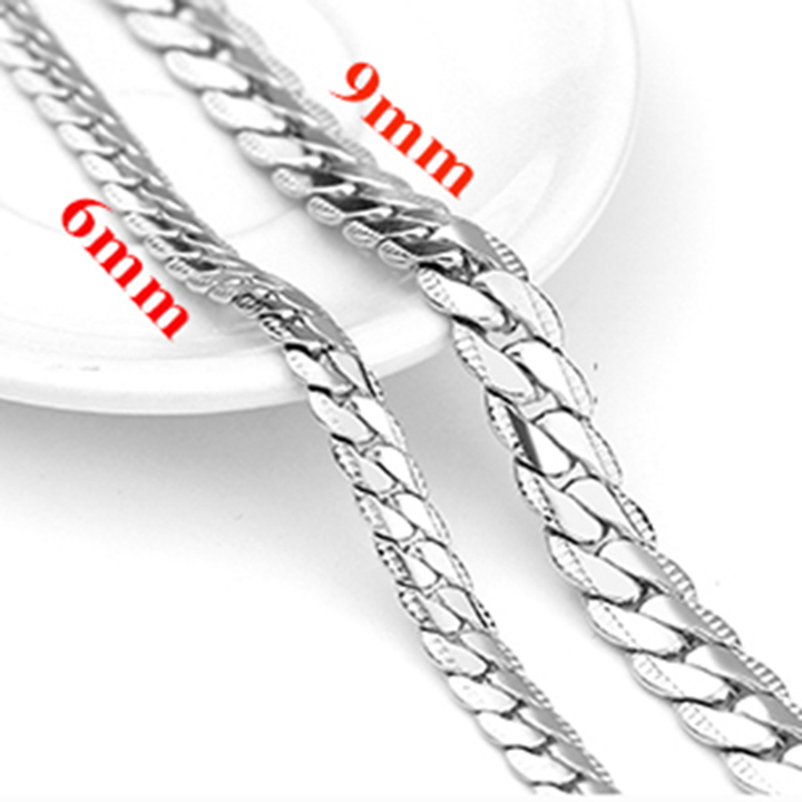 Dây chuyền nam inox thời trang kiểu lặc khít chạm 2 bên trangsucpt kích cỡ 6mm màu trắng thép không gỉ PTDCNA56