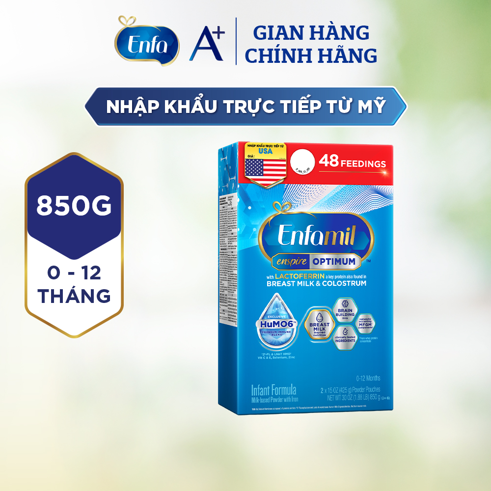 Sữa Bột Enfamil Enspire Infant Formula (Dành Cho Trẻ 0 - 12 Tháng Tuổi) (Hộp Giấy BIB 850gr)