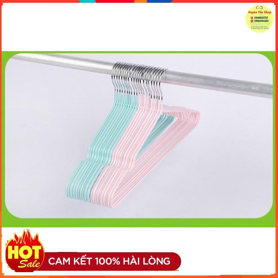 Set 10 mắc inox dày cao cấp bọc nhựa chống bay hằn quần áo trẻ em