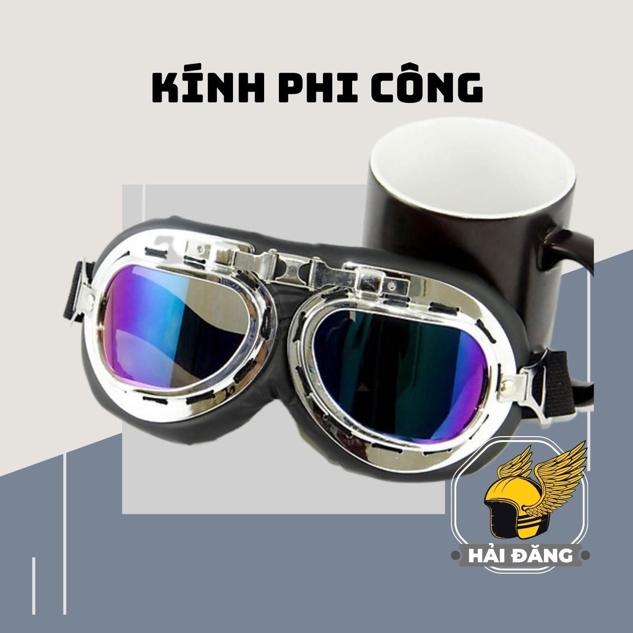 Kính Trang Trí Mũ Bào hiểm 1/2 và 3/4 đầu Thời Trang Cực Chất -  Kính Phi Công Bảy Màu Chống Tia UV