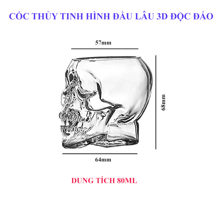 Cốc Thủy Tinh Hình Đầu Lâu 3D V2