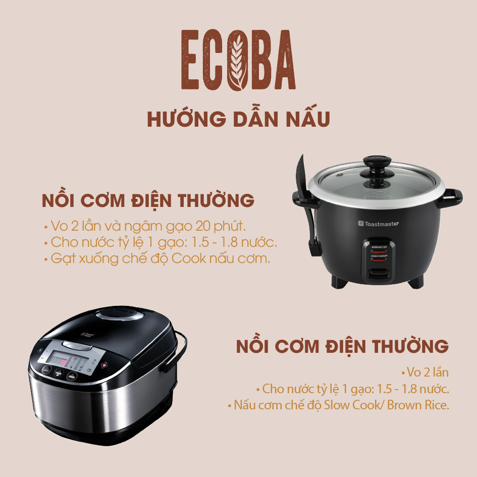 Gạo lứt nâu hữu cơ cao cấp/ECOBA Kim Mễ 1kg - Gạo lứt giảm cân - Cơm ngon mềm dẻo