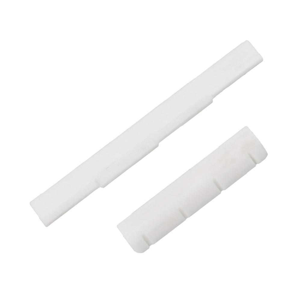 Ukulele Bone Bridge Saddle Nut Set Slotted for 4 String Ukulele Guitar