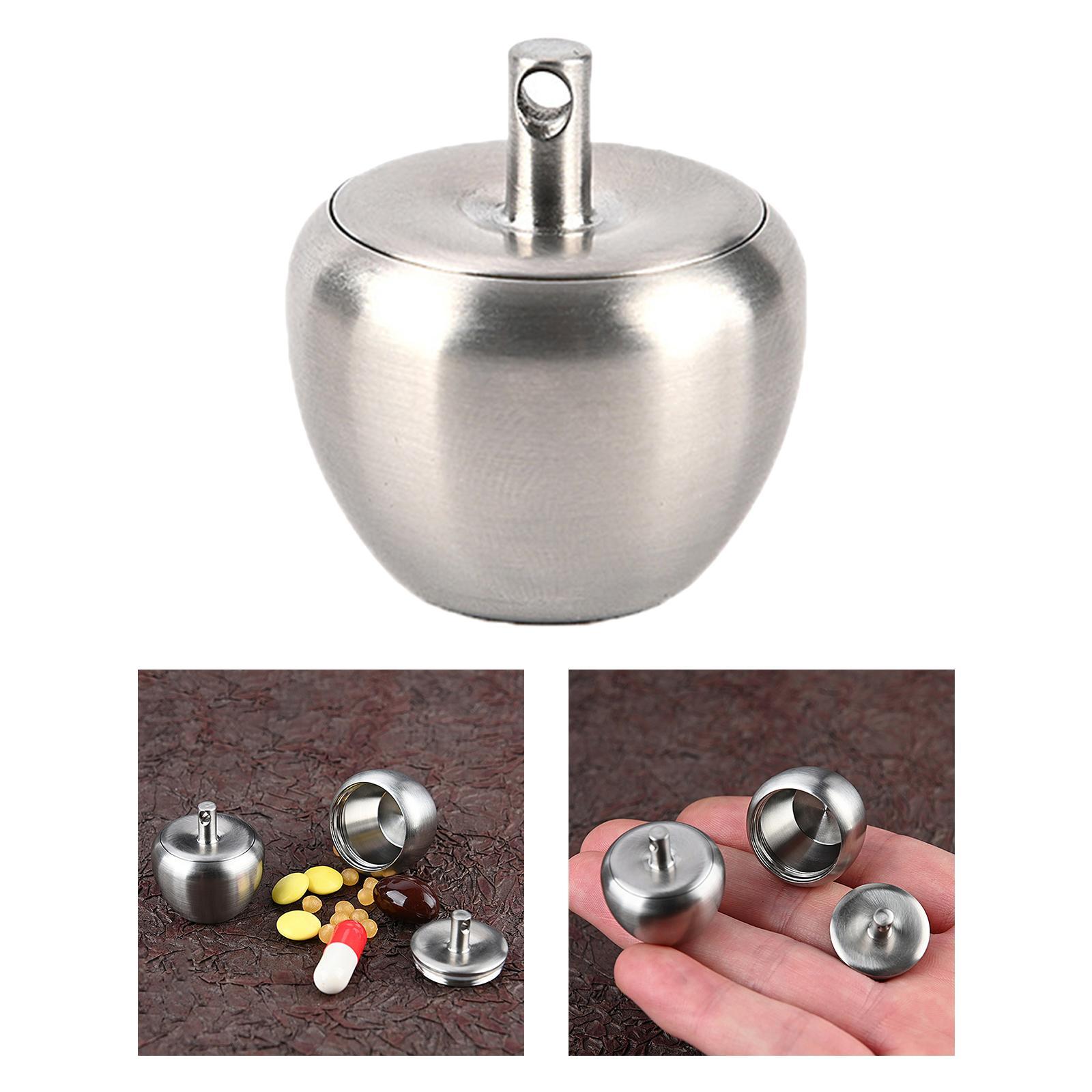 Stainless Steel Pill Box Pocket Mini Waterproof Organizer Carrier Keychain for Outdoor Camping