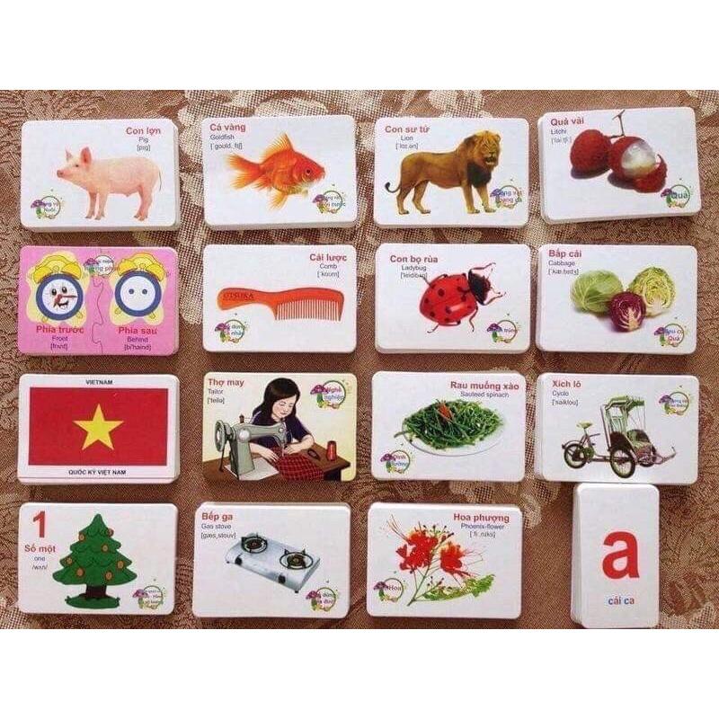 (Thẻ Học Thông Minh) Bộ Thẻ học Gồm 16 Chủ Đề 416 Thẻ Flashcards Cho bé