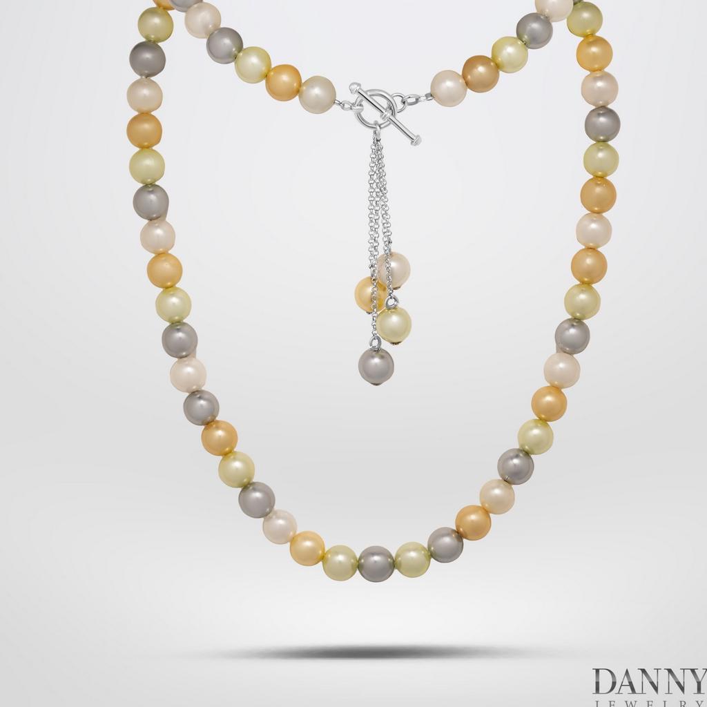 Vòng Cổ Danny Jewelry Ngọc Ốc Nhiều Màu Phối Dây Bạc 925 Xi Rhodium D6235100006