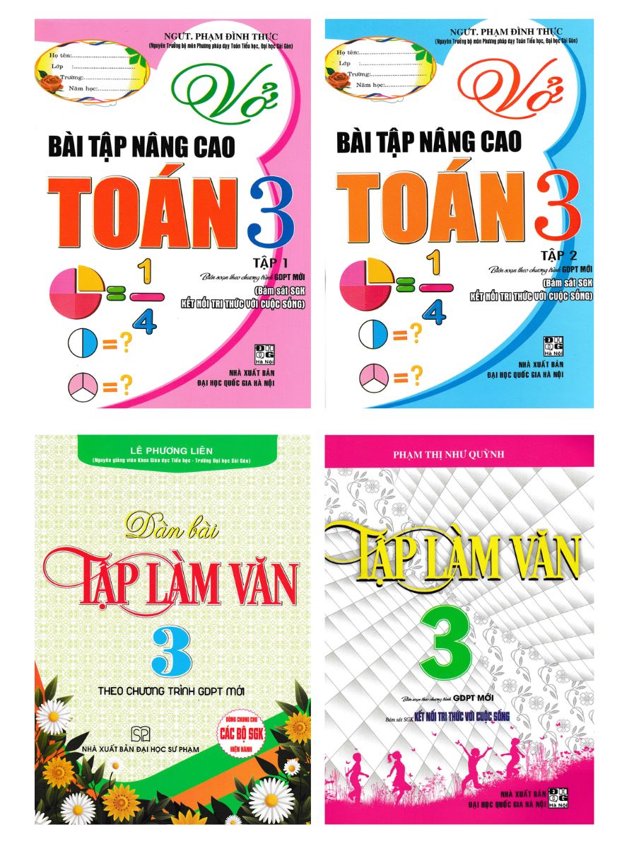 Combo Vở Bài Tập Nâng Cao Toán + Dàn Bài + Tập Làm Văn Lớp 3 (Bám Sát SGK Kết Nối Tri Thức Với Cuộc Sống) (Bộ 4 Cuốn) - HA