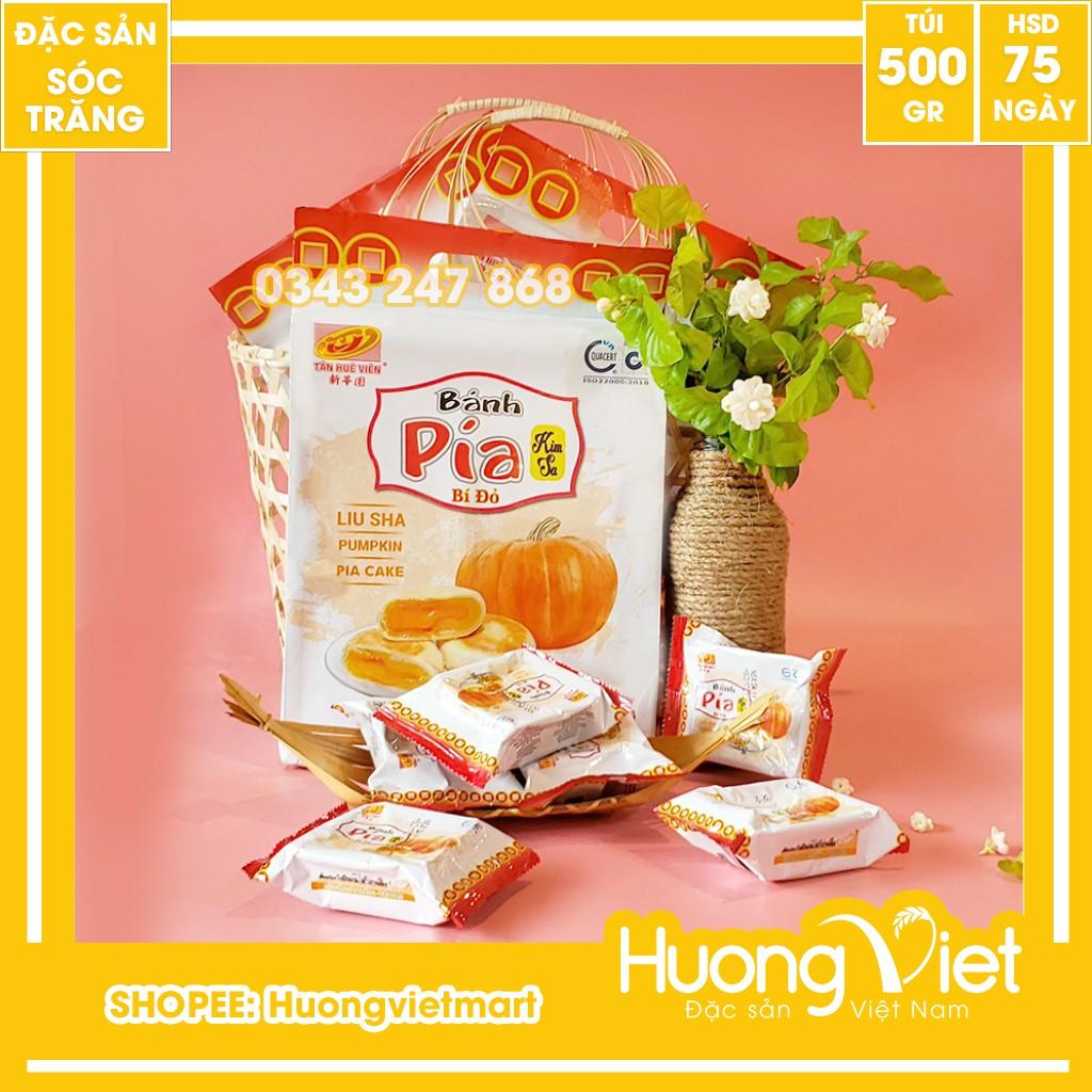 Bánh pía kim sa bí đỏ tan chảy 500g, bánh pía kim sa chay không trứng muối