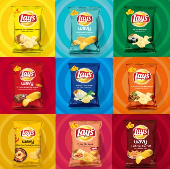 Combo 4 Snack Khoai Tây Lay's Mix vị 95g: Tự nhiên Classic, Tảo Biển Nori, Sườn Nướng BBQ và Thăn bò nướng Texas