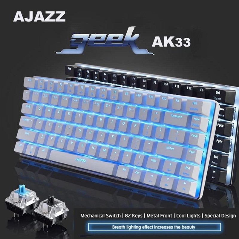 Bàn phím cơ mini gaming GEEK AK33 White Chống ồn - Hàng nhập khẩu