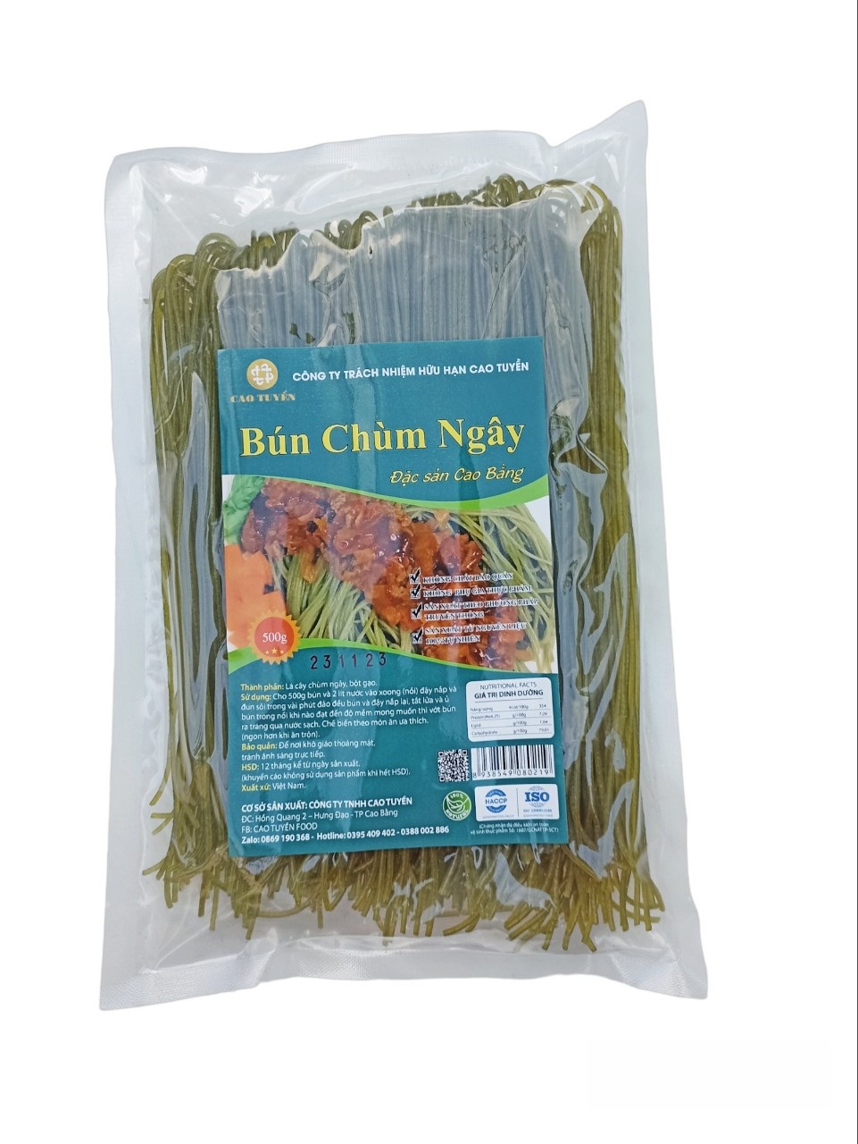 Bún Chùm Ngây Cao Tuyền 500g, bún ngon sạch, không phụ gia hương liệu chất bảo quản