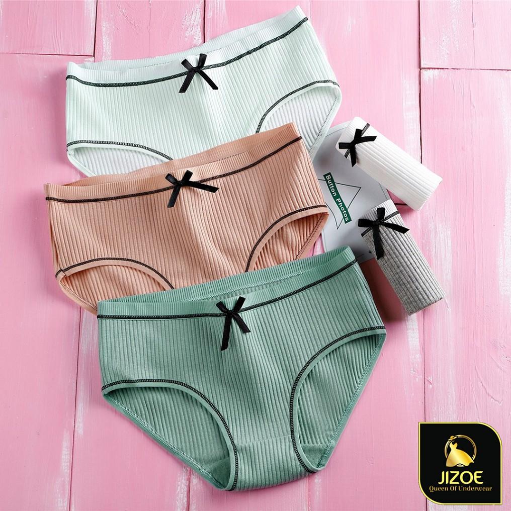 COMBO 10 Quần lót nữ cotton tăm tre thông hơi nơ dễ thương giá rẻ đẹp thời trang JIZOE COB12-10