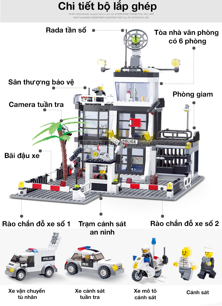 Đồ chơi xếp hình cảnh sát thành phố KAVY với 631 chi tiết cho bé thỏa sức vui chơi tưởng tượng