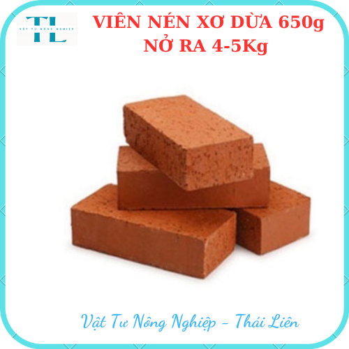 Đất nén hữu cơ, Viên nén xơ dừa 650gr, mụn xơ dừa viên lớn đã qua xử lý, nở gấp 5 lần, trồng rau, trộn giá thể trồng cây