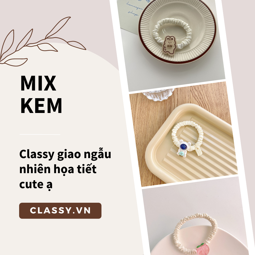 Dây cột tóc Classy bằng vải phi bóng hình chú thỏ con đáng yêu siêu bền PK1365