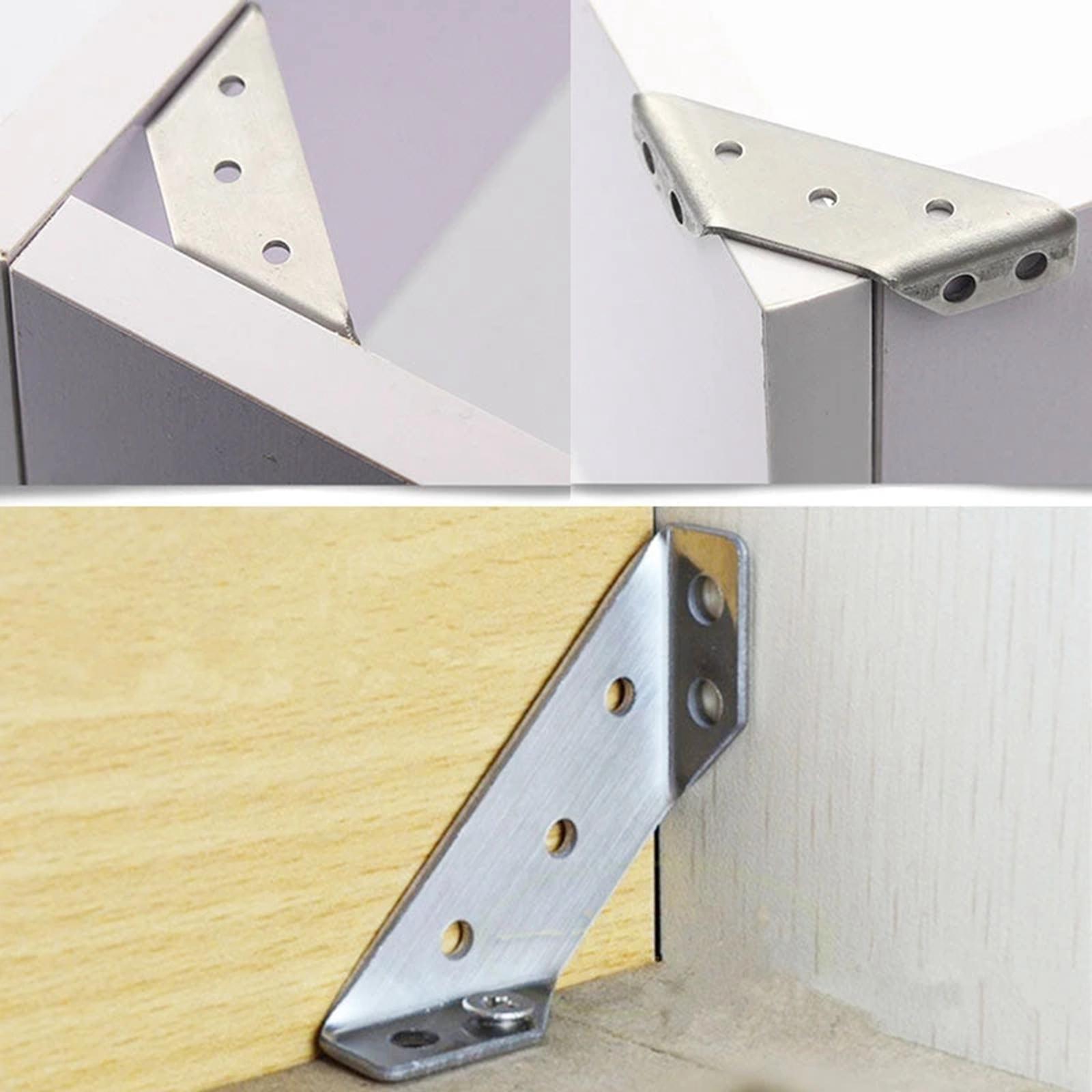 4x Stainless Steel Corner Joint, Furniture Corner Connector Fastener, Angle Corner Brackets for Shelf Window Table