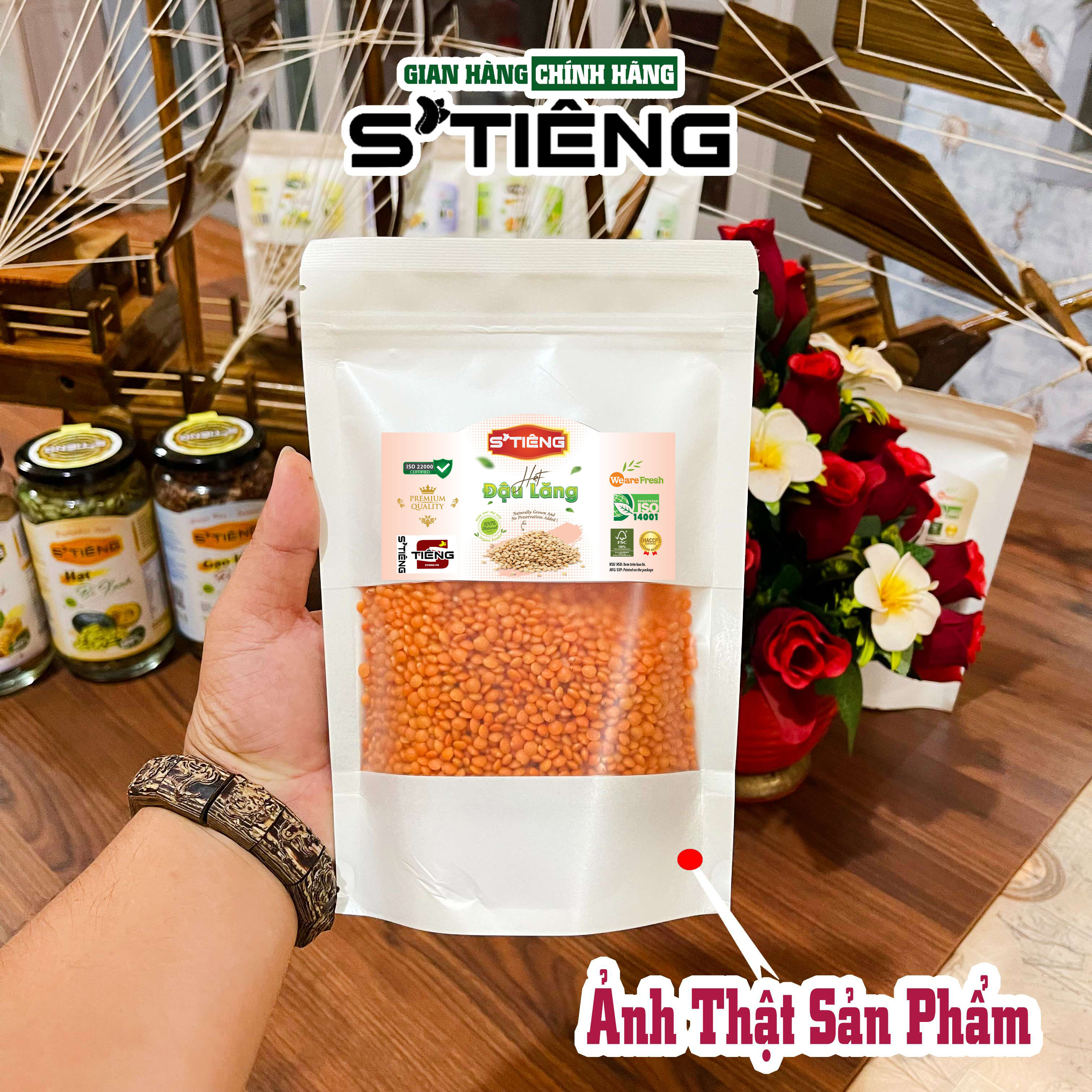 500Gr Hạt Đậu Lăng Đỏ Cam Sống S'TIÊNG Chế Biến Món Ăn