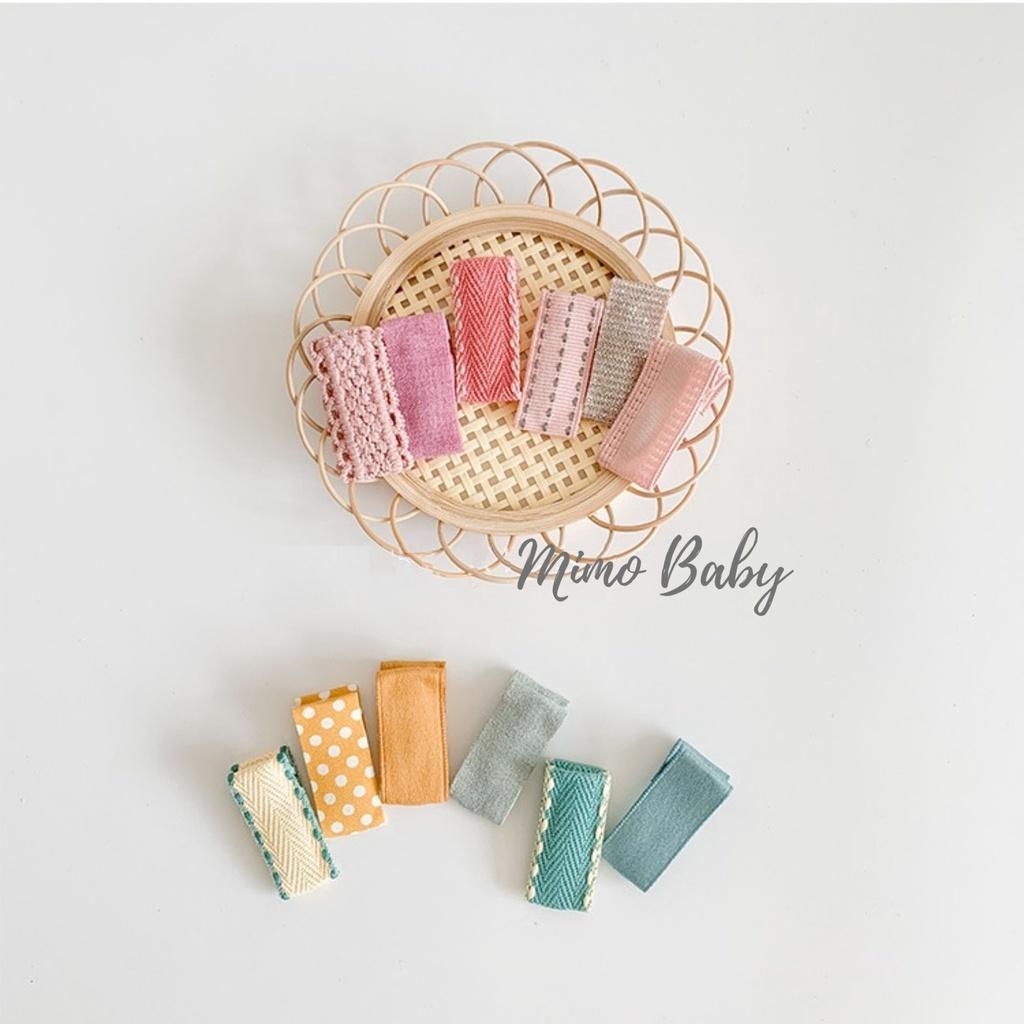 Set 6 kẹp tóc bọc vải phong cách vintage đáng yêu cho bé gái Mimo baby KT14