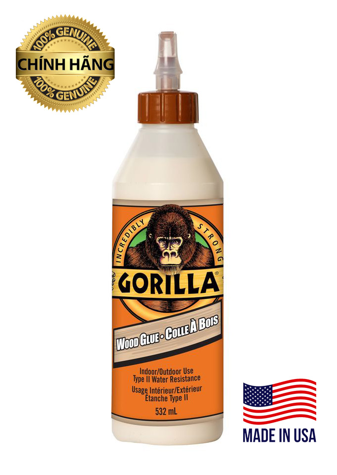 Keo Dán Gỗ Tốt An Toàn Nhập Khẩu Từ Mỹ, Keo Dán Gỗ Không Để Lại Dấu Vết Gorilla Wood Glue 532ml