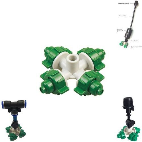 Béc phun sương 4 cửa có van áp ren ngoài 21mm
