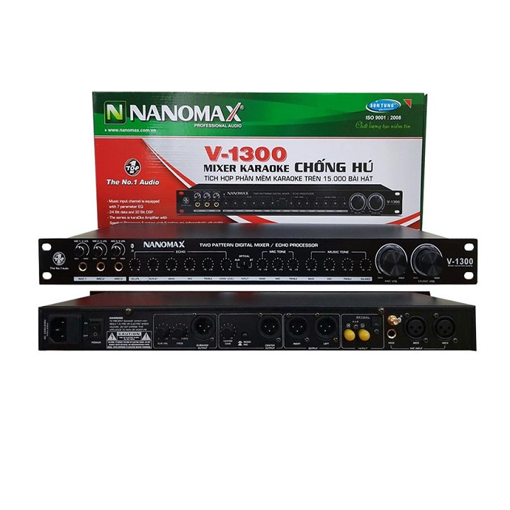 Vang cơ chống hú NANOMAX V-1300 có Bluetooth - Tích hợp 15.000 bài hát karaoke - Hàng chính hãng