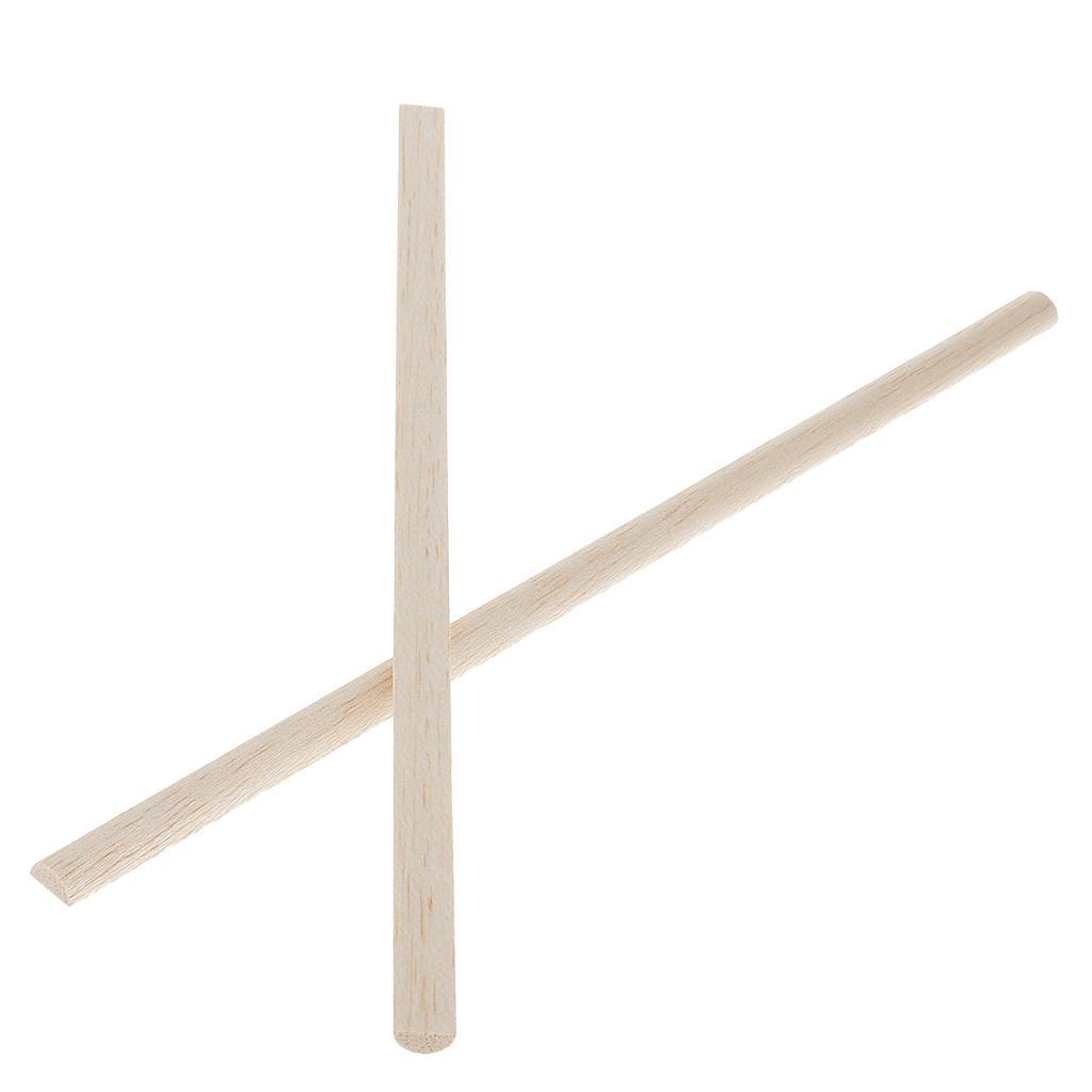 2x 10 Pieces Unfinished Natural Wood Craft Dowel Rods Semi-circle Sticks