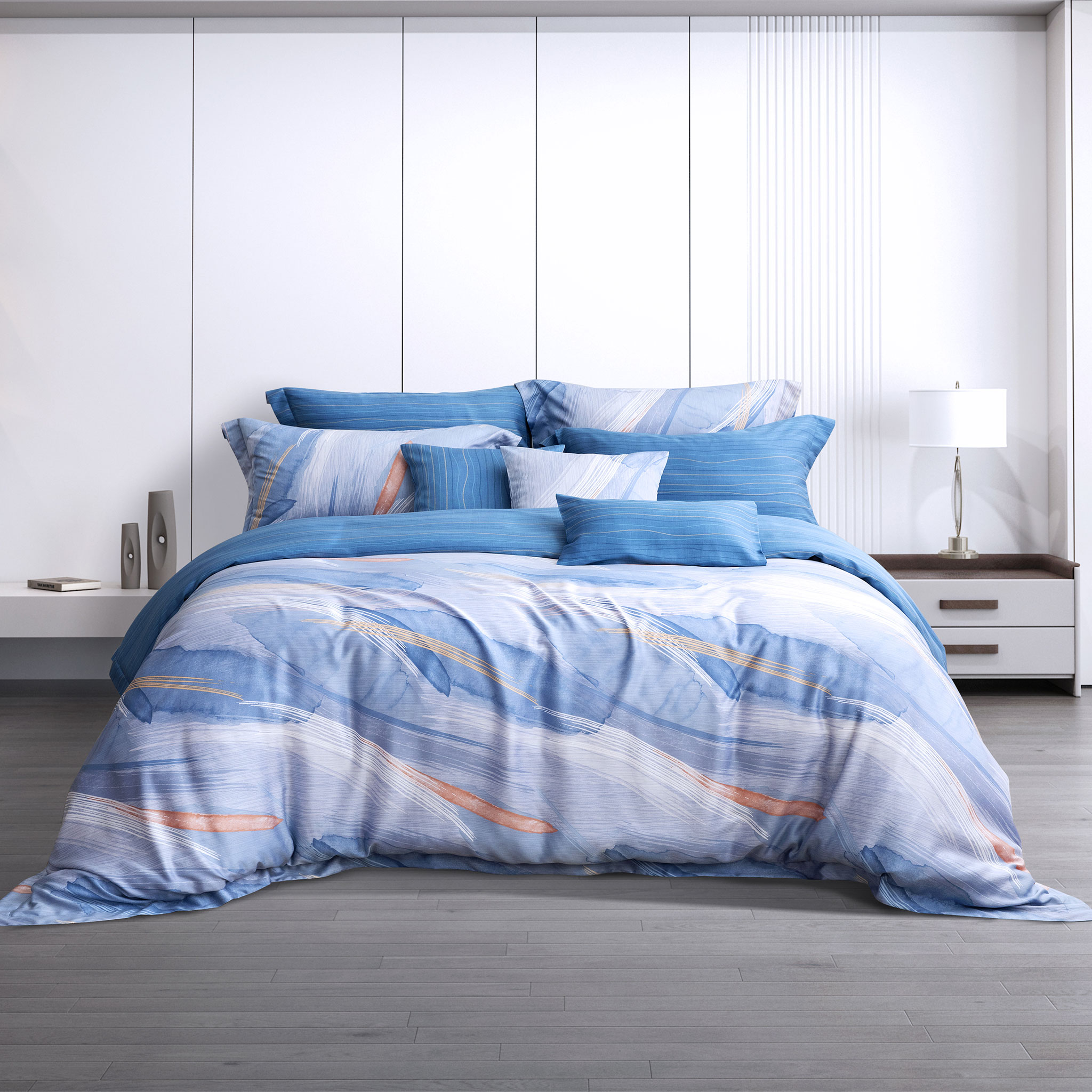 Bộ ga chun hoặc ga phủ kèm Vỏ chăn có chần mỏng Akemi Tencel Modal Ardent v3, gồm 6 món (King / Queen)
