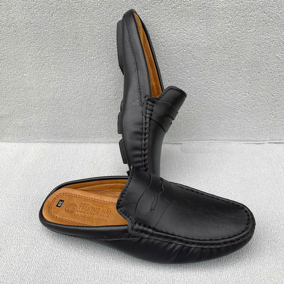 Giày sục da nam Trường Hải GS333 Đế âm da bò nguyên tấm 3 màu đen, nâu, vàng thời trang nam cao cấp