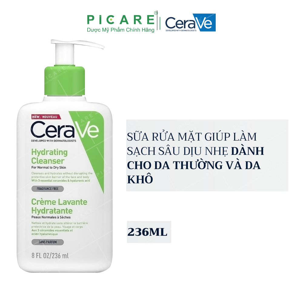 Sữa Rửa Mặt Dịu Nhẹ Cho Da Khô CeraVe Hydrating Cleanser 236ml