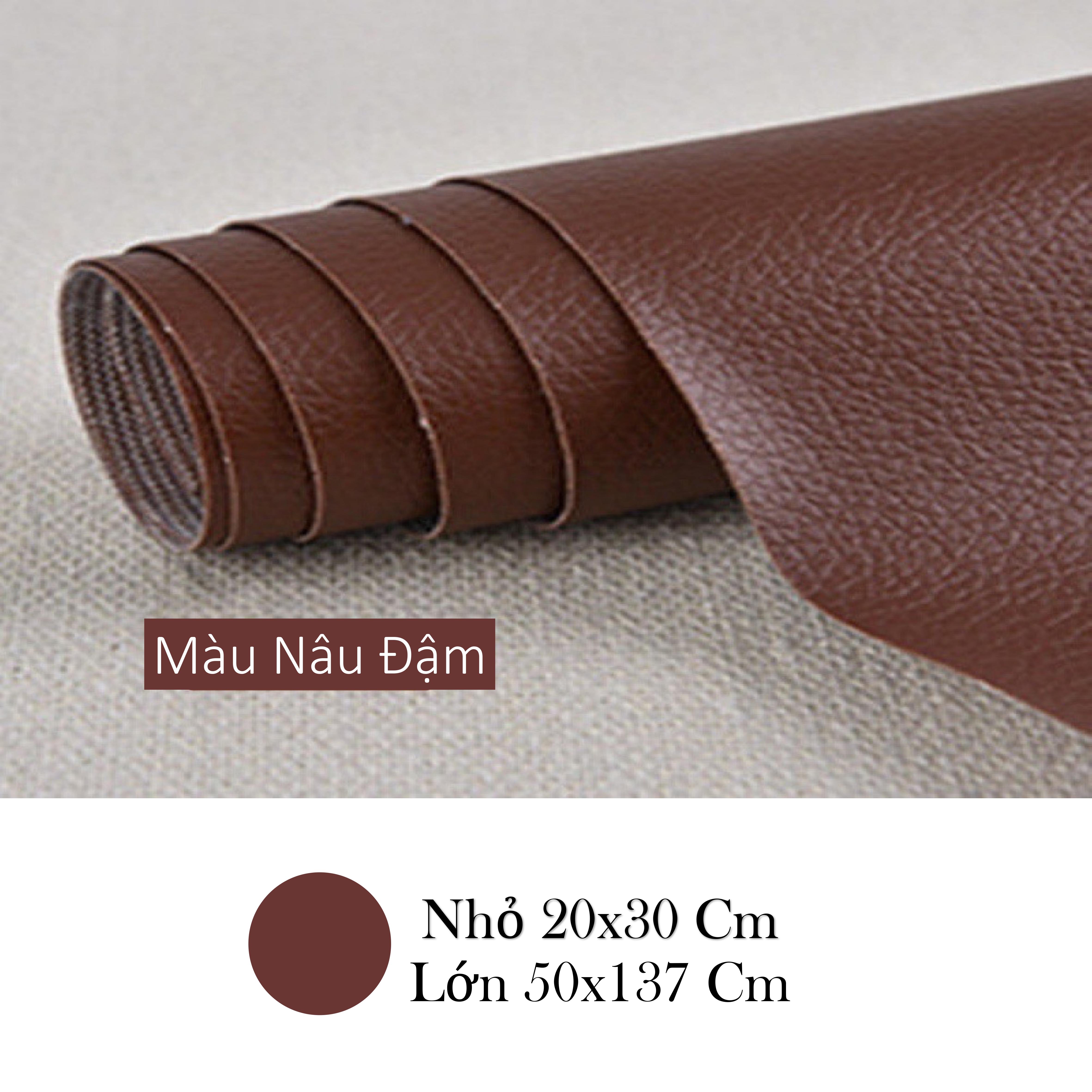 Miếng dán vải da PU - Miếng vải da dán sofa, quần á, giày dép, các đồ vật có bề mặt da - Màu xám nhạt - Màu đỏ mận - Màu nâu sẫm - Màu đen - Màu kaki - Màu be - Màu cafe - Kích thước 20x30cm - Kích thước 50x137cm