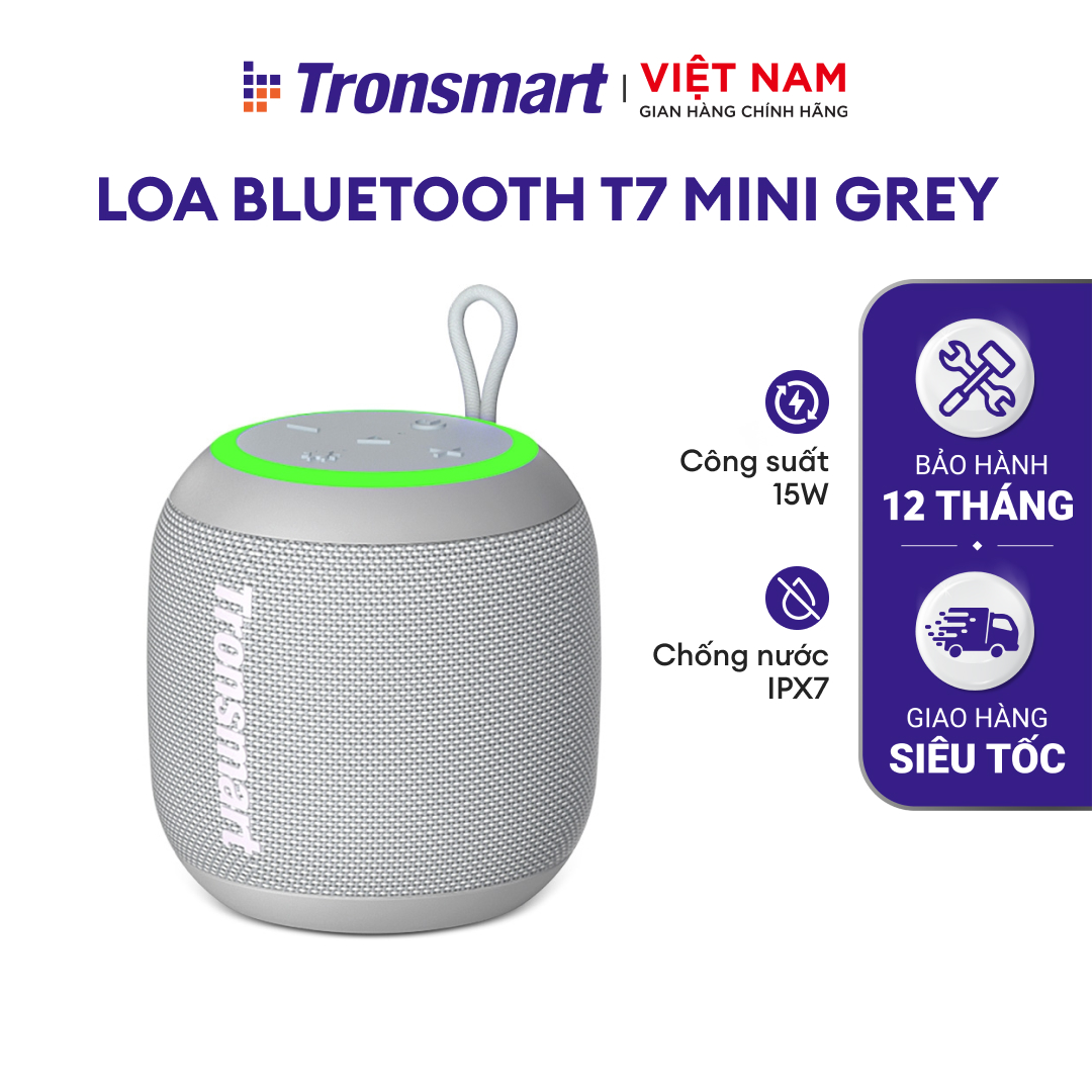 Loa Bluetooth Tronsmart T7 Mini Công suất 15W Âm thanh siêu trâm Chống nước IPX7 - Hàng chính hãng