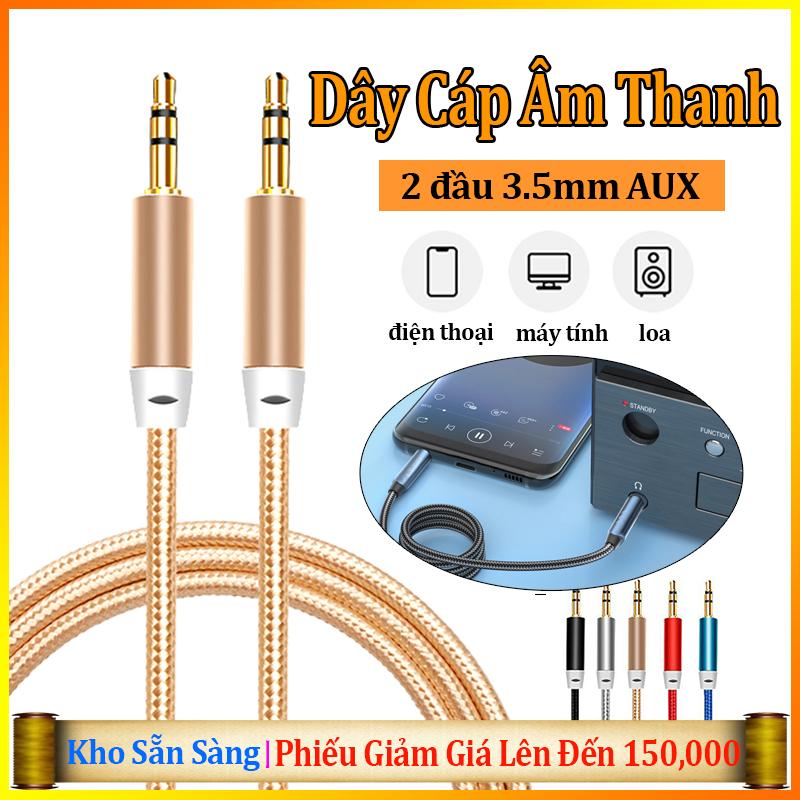 Dây Cáp Âm Thanh AUX Kết Nối Loa 2 đầu 3.5mm dành cho audio kết nối âm thanh laptop, điện thoại, loa, chân tròn