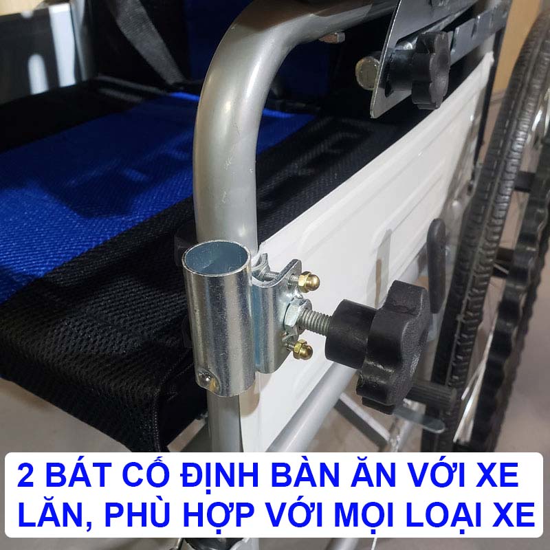 Bàn ăn dành cho xe lăn, Mặt bàn gỗ, Hệ thống bát sắt cực kì chắc chắn, Tháo tác tháo lắp đơn giãn - Hàng chính hãng NIKITA