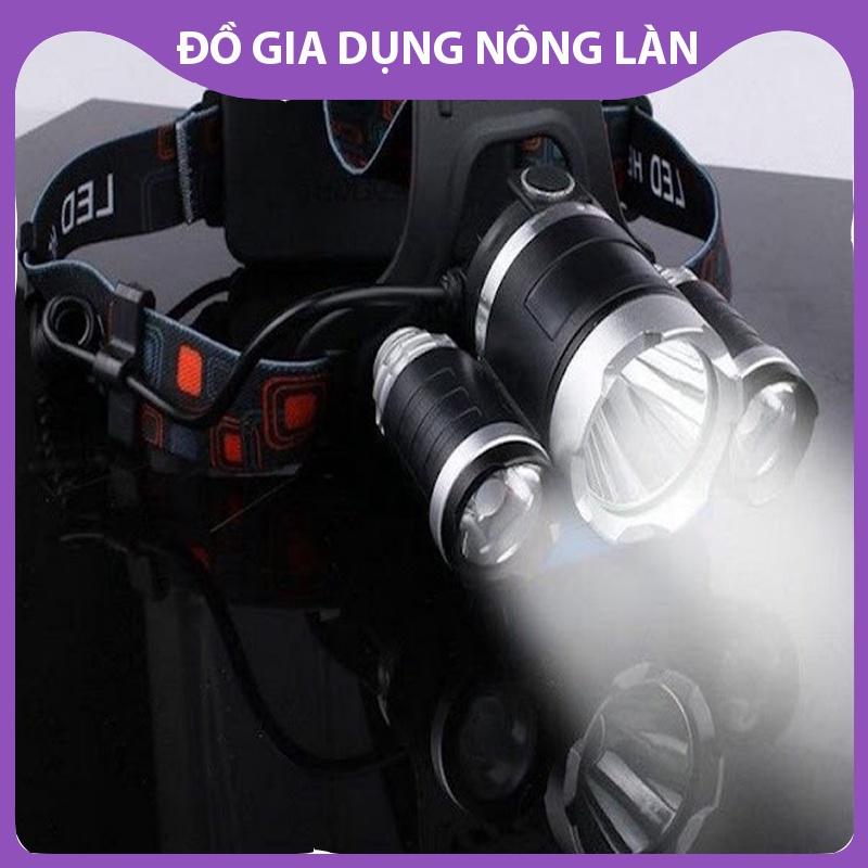 Đèn pin đội đầu 3 bóng led T6 siêu sáng, đèn pin, đèn sáng tiện lợi NL Shop