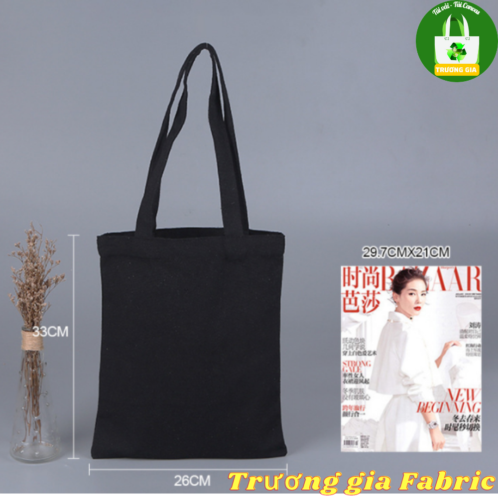 Túi vải Canvas đen Trương Gia Túi Vải - Túi Canvas bộ sưu tập BNB - nhiều kích thước