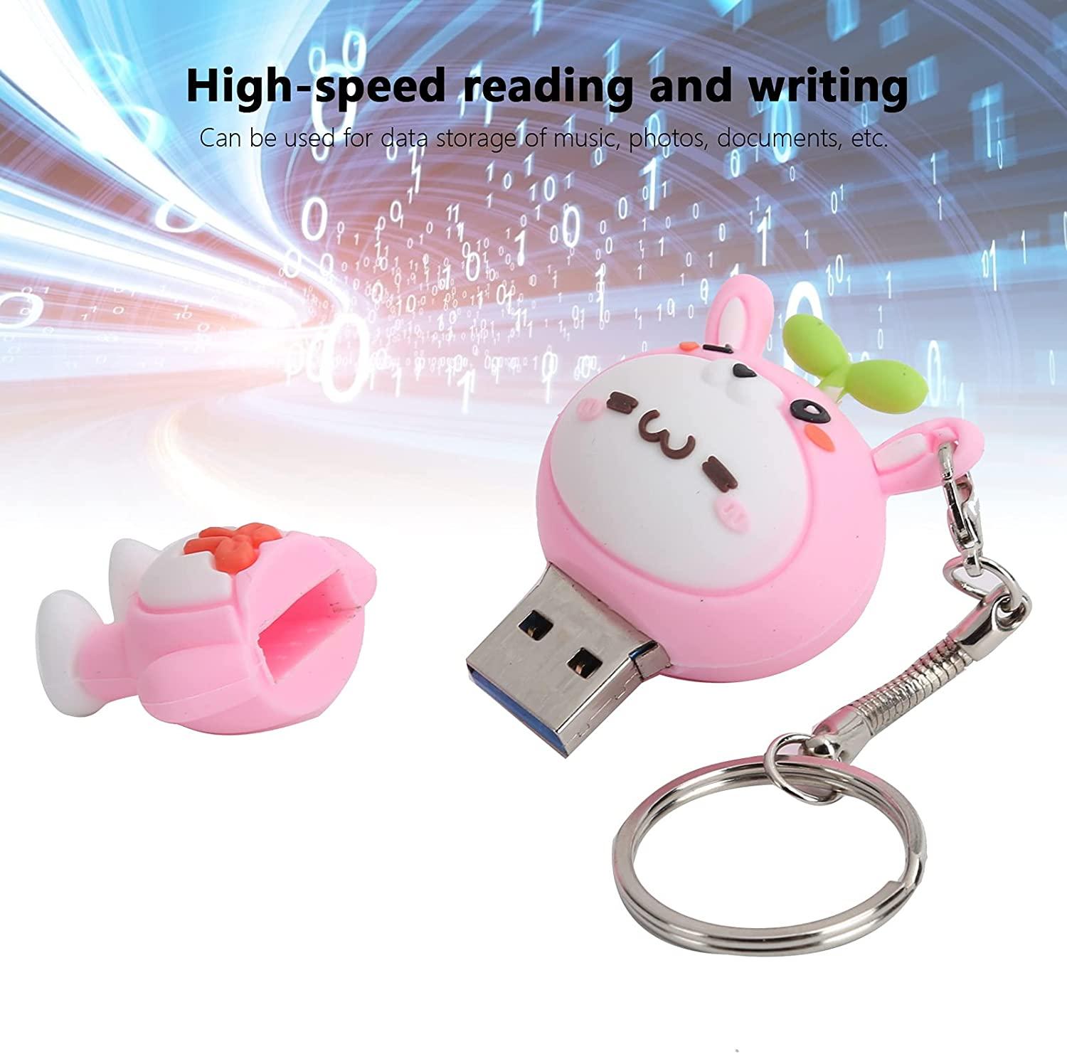 Đĩa thỏ U hoạt hình dễ thương, Đĩa nhớ USB Bộ chuyển đổi loại C tốc độ cao